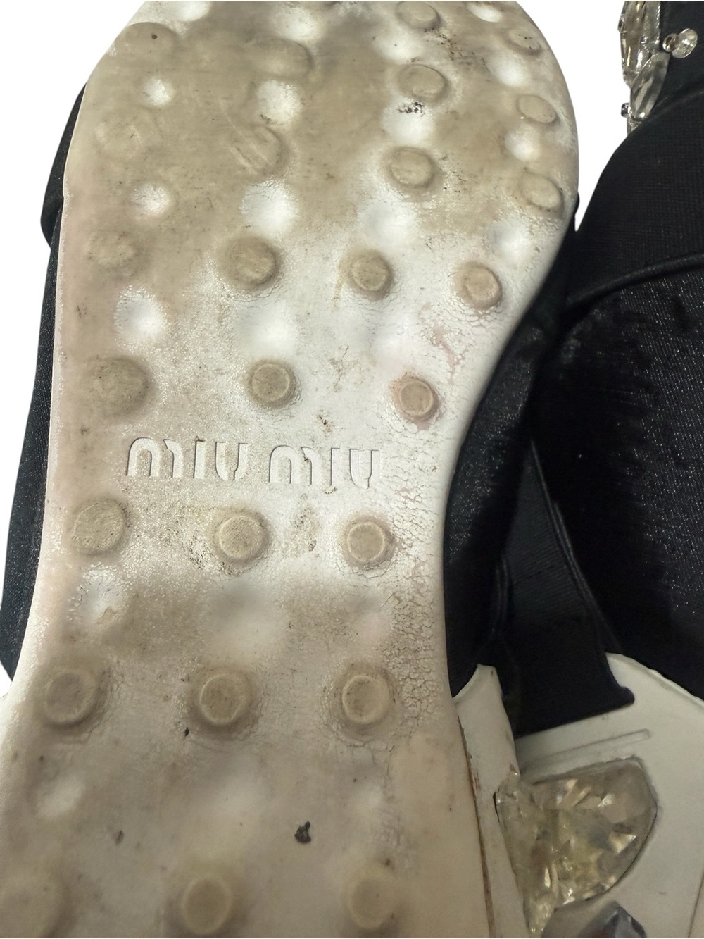 Black Crystal-Embellished Cross-Strap Slip-Ons - Picture 14 of 15
